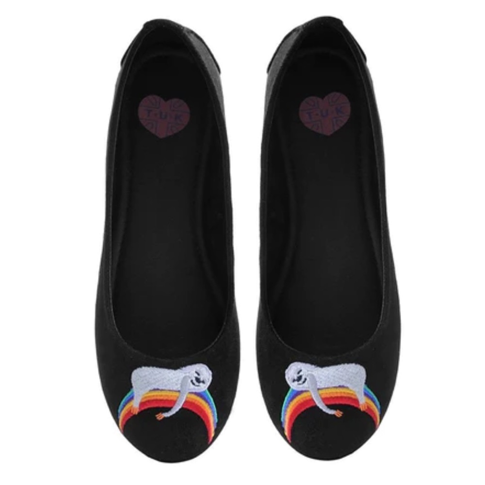 TUK Footwear Womens Adorable Cute Sloth Rainbow Ballet Flats Size 7
